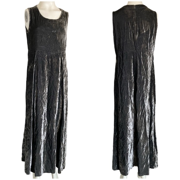 Vintage 90’s Free Wear by Jonathan Hoenscheidt Grey Velvet Maxi Dress Sz M-L - Picture 1 of 6